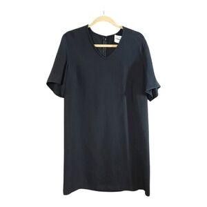 Vintage Deborah Johnson Short Sleeve V-neck Shift Dress in Black Women's XL